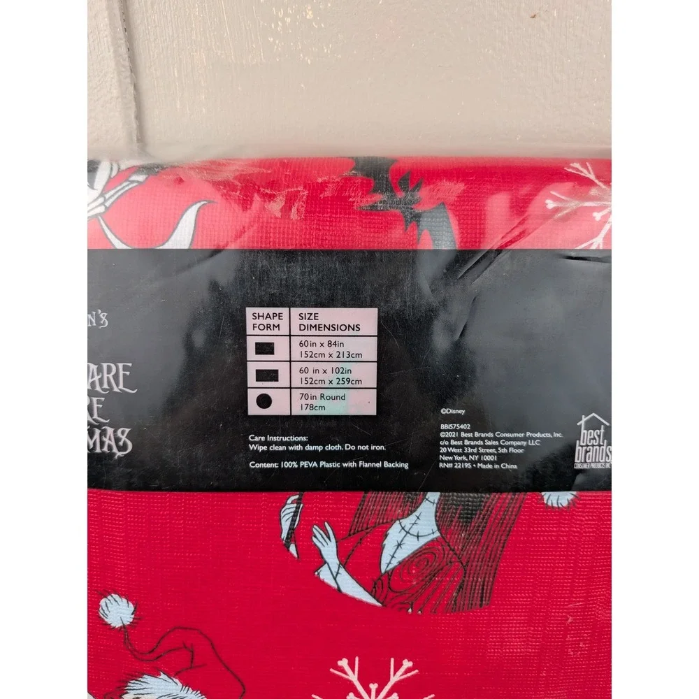 Disney Nightmare Before Christmas Round Tablecloth Red Jack Skellington 70 Inch